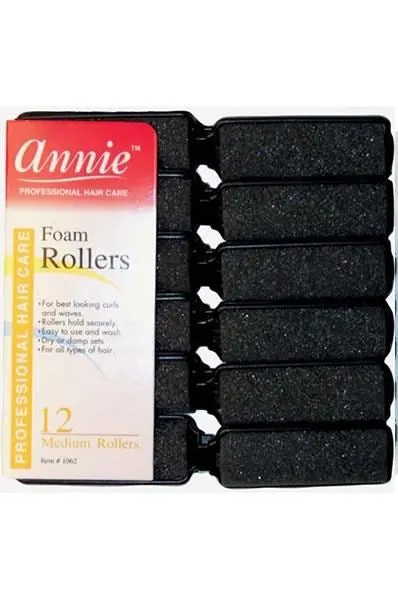 ANNIE Foam Rollers - Black Medium (7/8" Diameter)