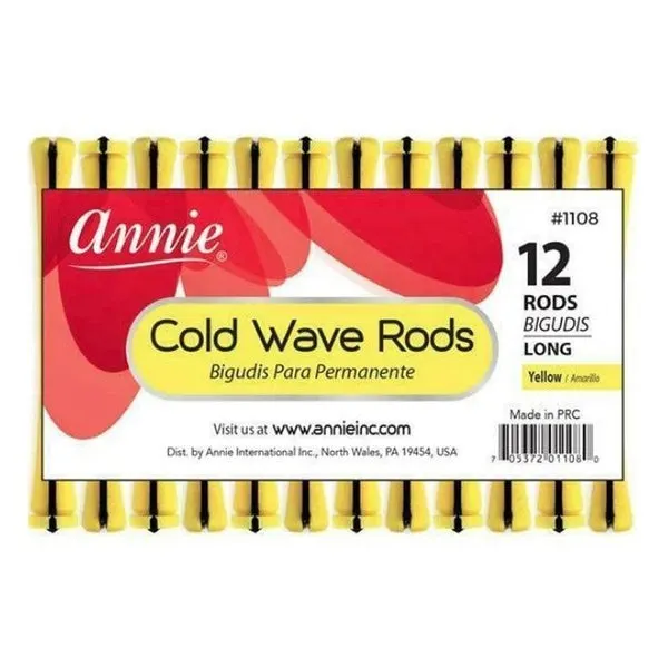 ANNIE Cold Wave Rods - Yellow Long (2/5" diameter) 12ct