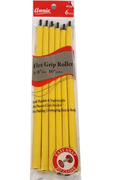 ANNIE Flex Grip Rollers (10inch Long) - 3/8" Diameter 6ct (Yellow)