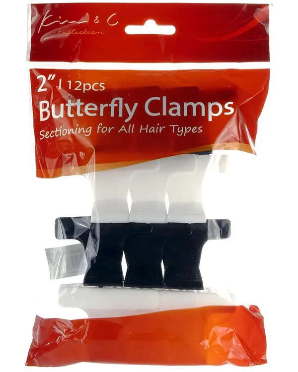 KIM & C 12pcs Butterfly Clamps (2inch) - Black & White