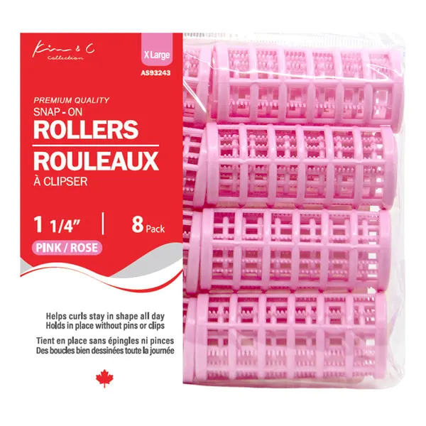 KIM & C Snap-On Rollers - X.Large 8 Ct (1-1/4" Pink)