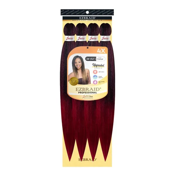 EZBRAID Professional 4X Pre-Stretched Braid (26inch) - T1B/Red
