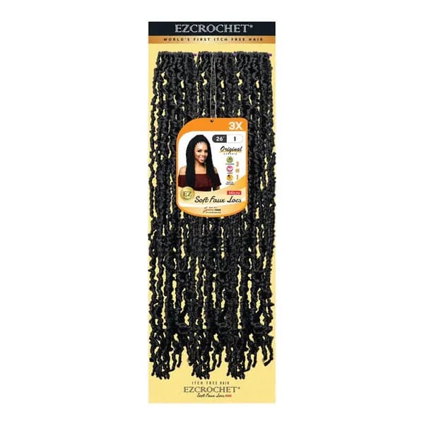EZBRAID Ezcrochet 3X Soft Faux Locs Braid (26inch) - 1B