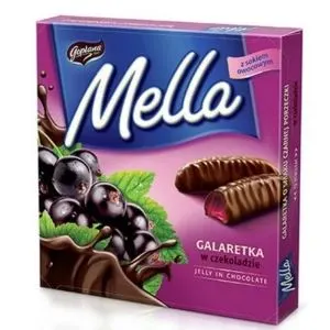 JUTRZENKA -MELLA galaretki czarna porzeczka w czek./ Blackcurrant Jellies in Chocolate