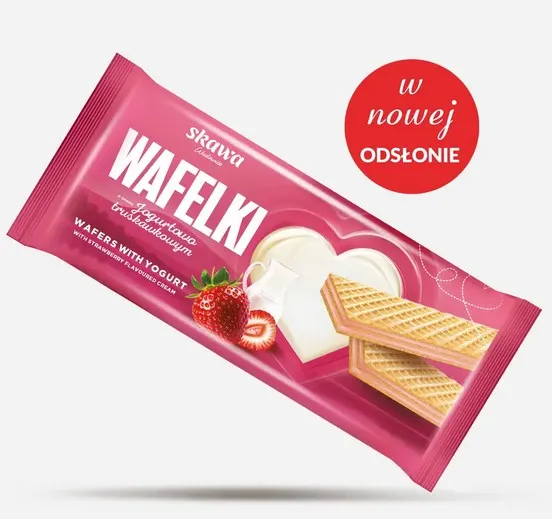 SKAWA -Wafers with cyoghurt and starwberry flavoured cream / Wafelki jo smaku jogurtowo -truskawkowym 180g