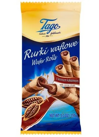 TAGO -Rurki waflowe czekoladowe / Roll wafers with cocoa filling 150 g (70974)