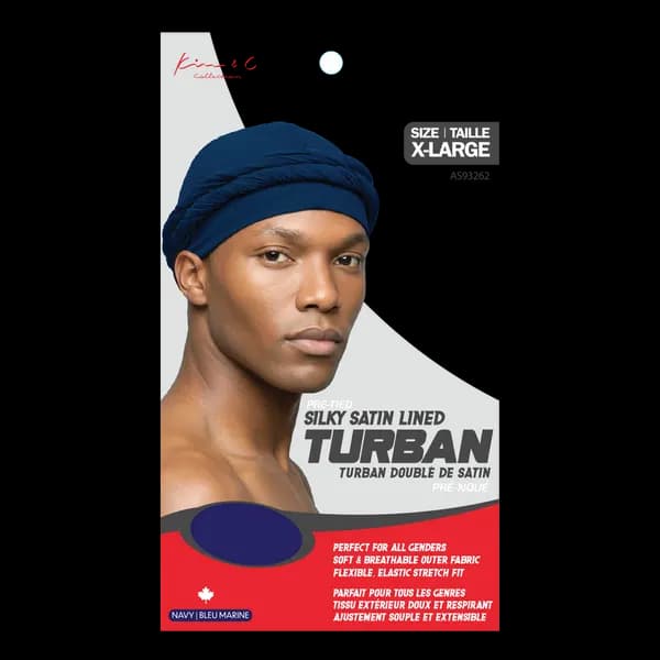Kim & C Pre-Tied Silky Satin Lined Turban - Navy