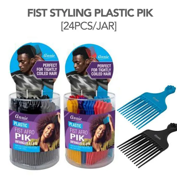 ANNIE Fist Styling Plastic Pik (24pcs/jar) - Black