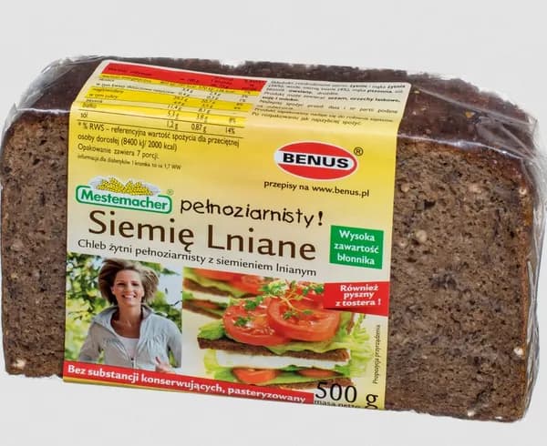 MESTEMACHER -Chleb zytni siemie lniane / Whole rye bread with flaxeeds 500g (037EX) (12/cs)