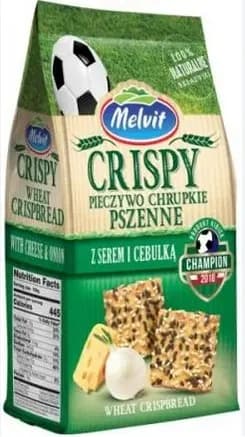 MELVIT -Pieczywo chrupkie Pszenne z serem i cebulka / Wheat Crispy Bread 150g