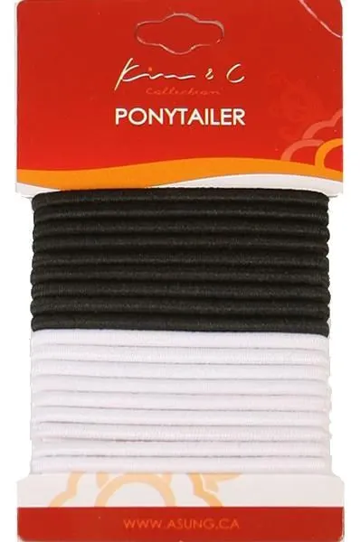 KIM & C 18pcs Ponytail Holder - Black & White