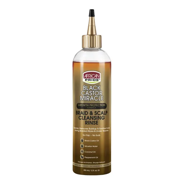 AFRICAN PRIDE Black Castor Miracle Braid & Scalp Cleansing Rinse (12oz)