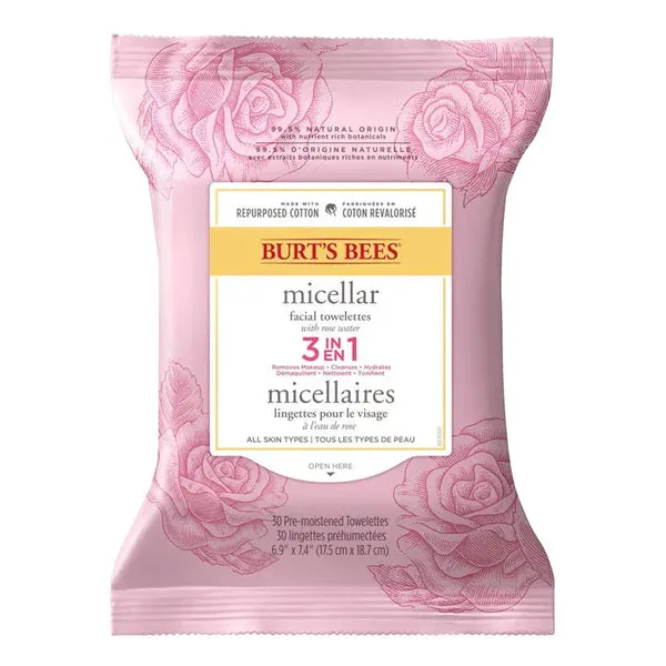 BURT'S BEES Micellar Facial Towelettes 3 In 1 (30ct) - Coconut & Lutus Water