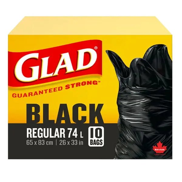 GLAD Black Garbage Bag - Regular 74L (10 Bags)