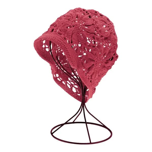 KIM & C Handmade Fashion Floral Design Hat - Burgundy
