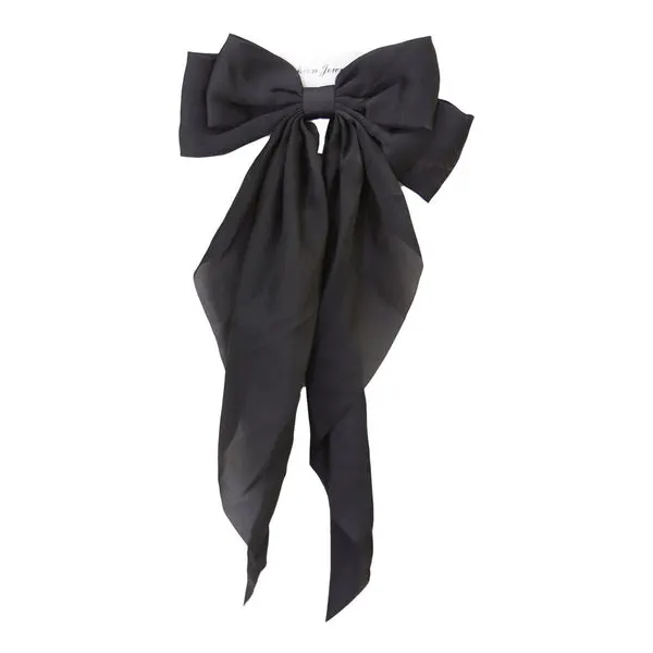 KIM & C Satin Long Tail Hair Bow - Black