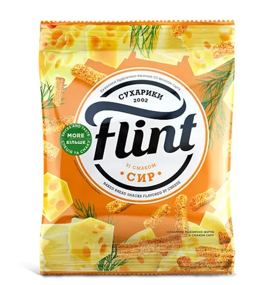 FLINT -Sucharki Pszenno-Zytnie o smaku sera / Wheat-Rye Croutons with Cheese 70g (65/cs)