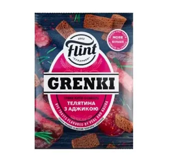 FLINT -Grenki Zytnie o smaku cieleciny z adzyka/ Rye Croutons with veal and adjika 70g (70/cs)